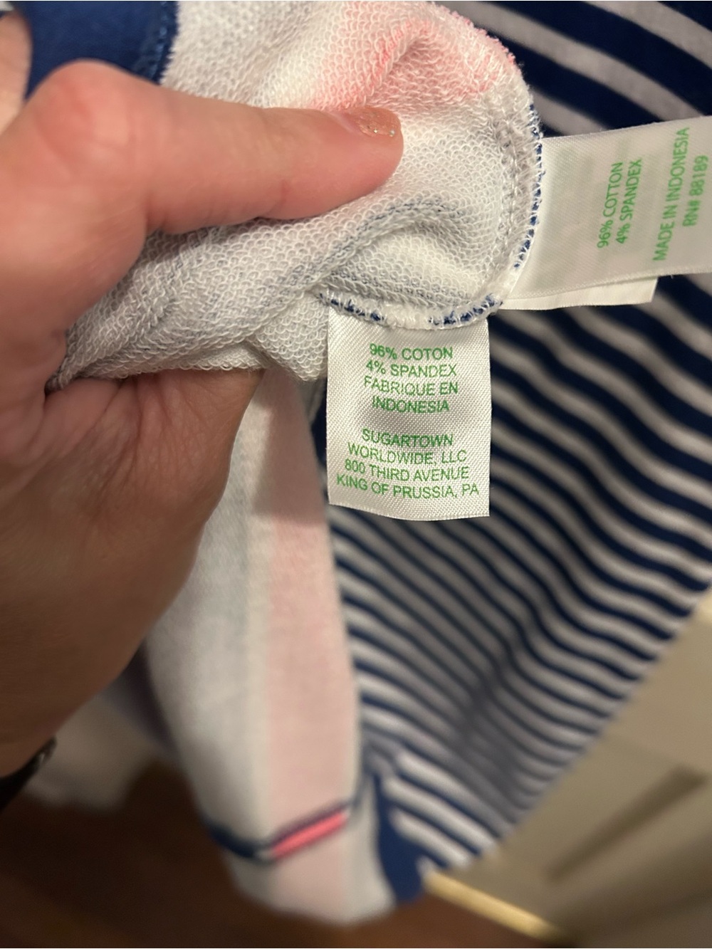 Lilly Pulitzer Irina French Terry Navy & White Striped Shift Dress Pink Trim - Picture 7 of 9